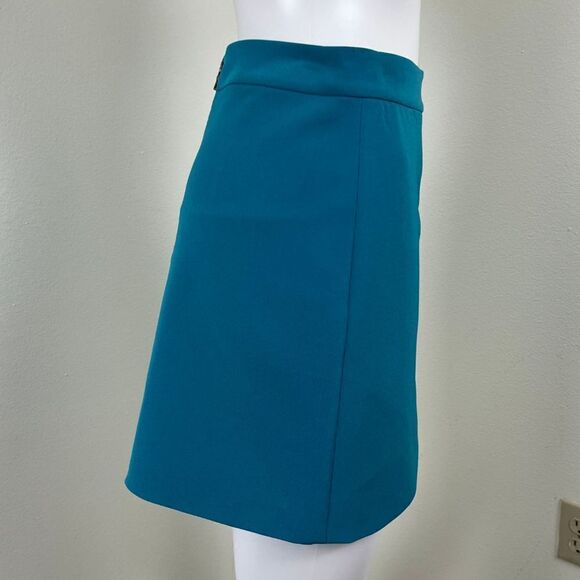 Alice + Olivia Womens Size 2 Blue Dasia Faux Wrap Mini A Line Skirt FLAWED - Picture 8 of 14